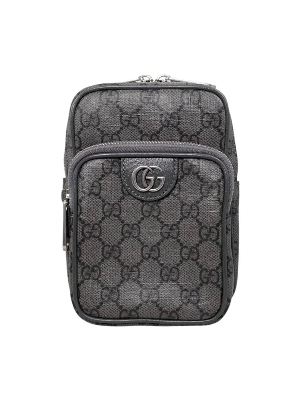 Gucci Belt Bag GG Supreme Double Logo Gray Silver